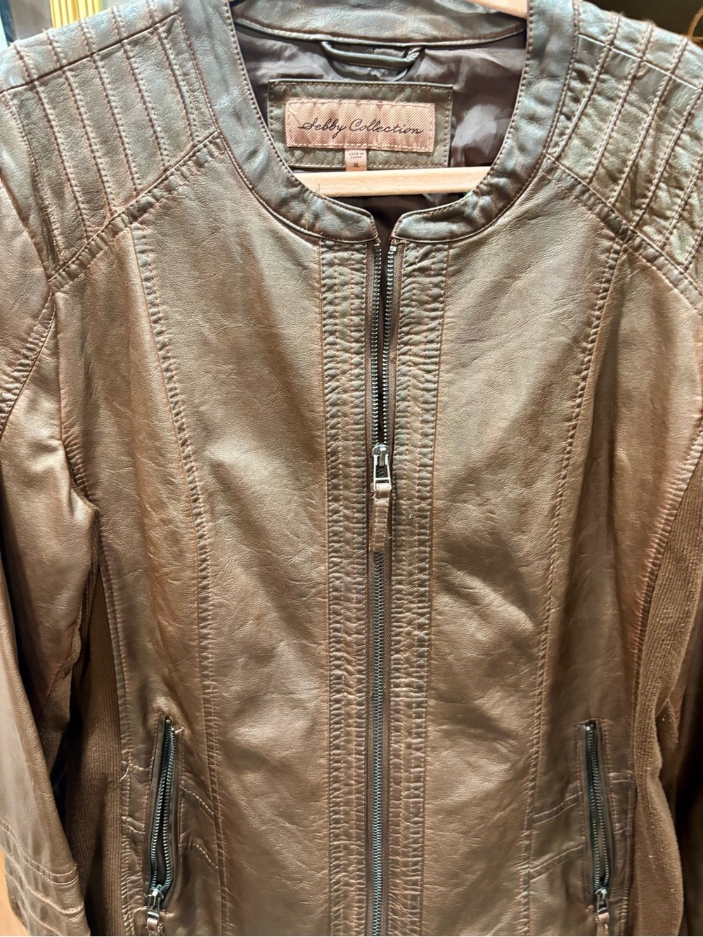 Abby Collection Women’s Brown Leather Zip Jacket